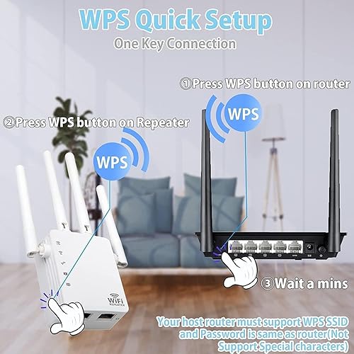 Miniatura 7 de Extensor WiFi, amplificador WiFi de 1200 Mbps, WiFi de 2.4 y 5 GHz de banda dual (8500 pies cuadrados), señal WiFi fuerte penetración, 35