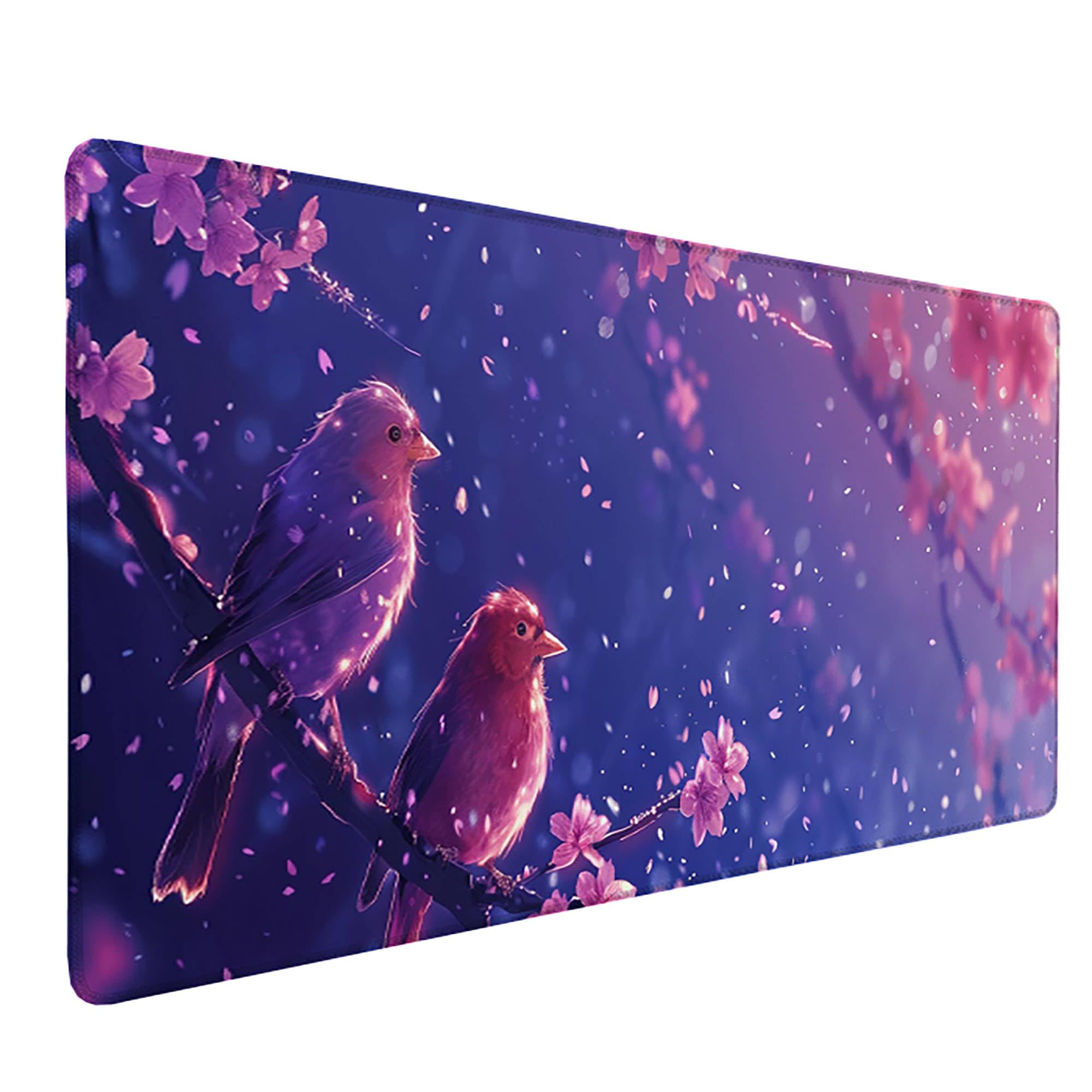Różowa podkładka pod mysz XXL, podkładka na biurko, 1200 x 600 cm, szyte krawędzie, podkładka pod mysz, gumowa podstawa, ptak, podkładka pod mysz, stabilna przyczepność na gładkich