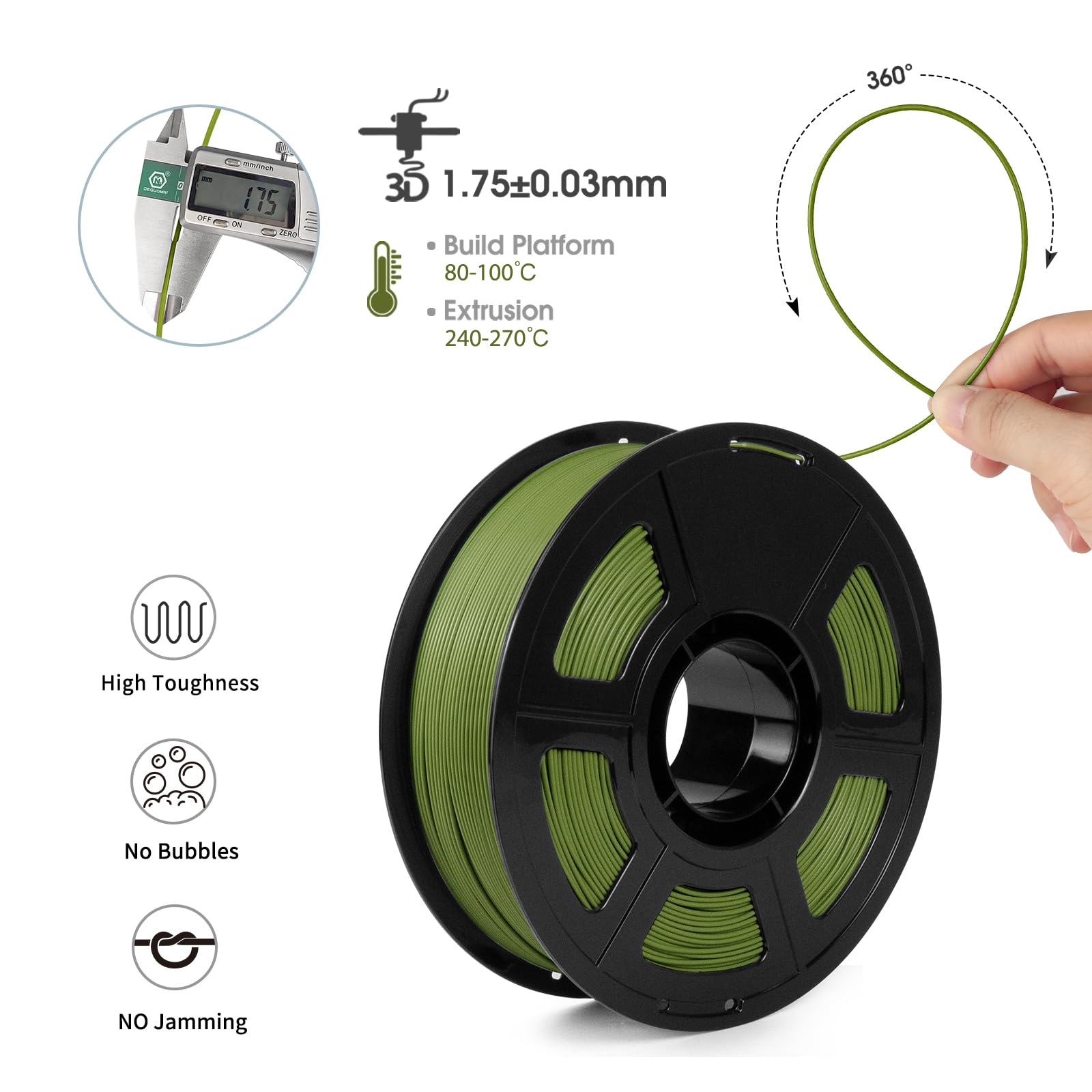 iSANMATE 1KG ASA Filamento 1.75mm, UV y Resistente a la Intemperie Filamento para Impresora 3D Perfecto para Piezas Funcionales de Exterior, Precisión Dimensional +/- 0.02mm