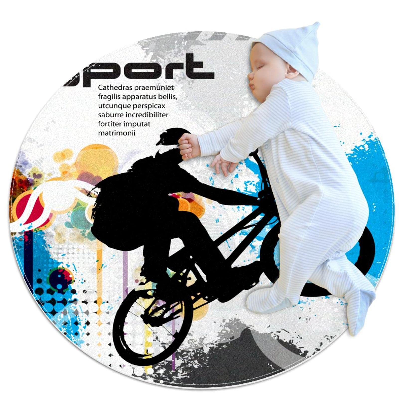 Tapis bicyclette salon tapis rond chambre 100x100cm salle de jeux JDEZ