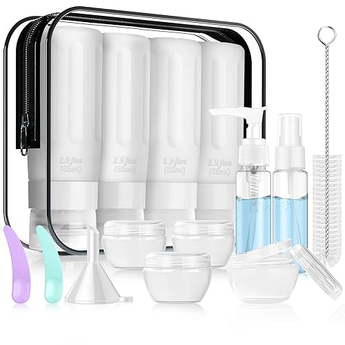 Juego de 16 botellas de silicona, diseño a prueba de fugas, tamaño de viaje, aprobado por la TSA para artículos de tocador, recipientes portátiles disponible en Yaxa El Salvador