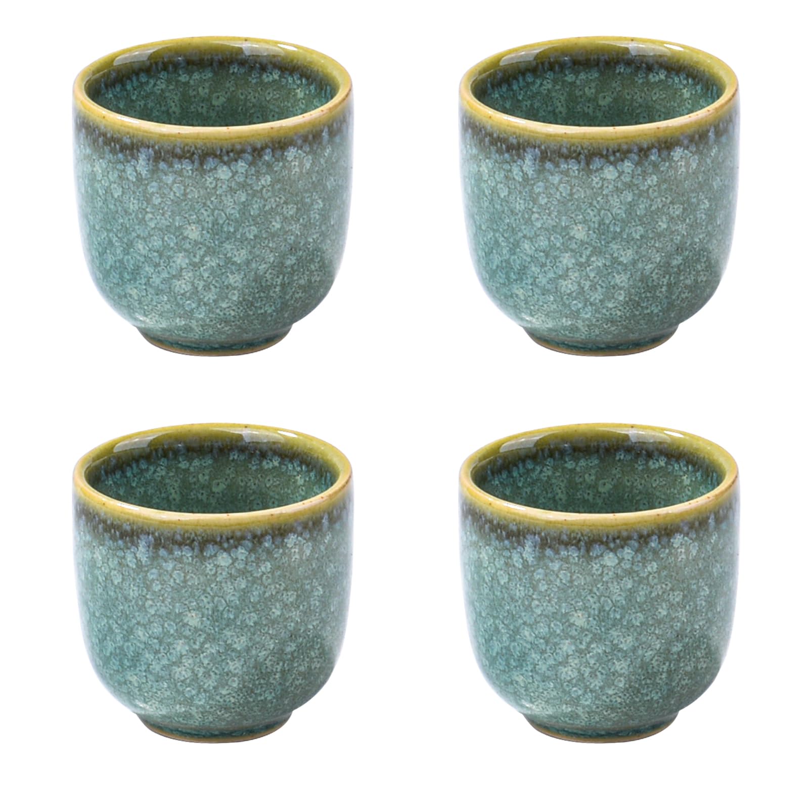 Ceramic Sake Cups Green Glaze Saki Cup Set of 4 Porcelain