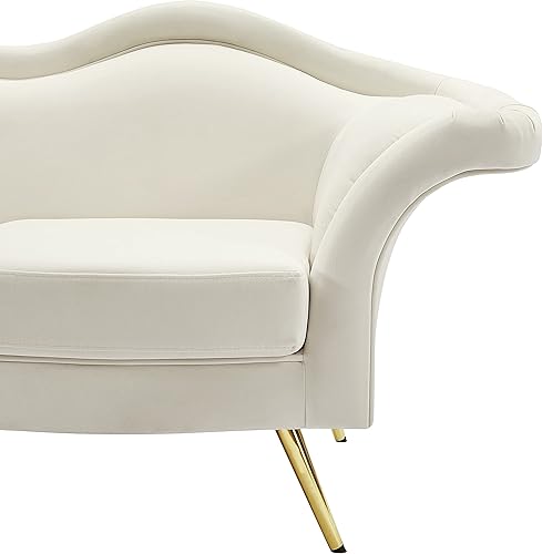 Miniatura 8 de Meridian Furniture Lips Collection - Sofá biplaza tapizado de terciopelo con patas de metal dorado resistentes, color crema
