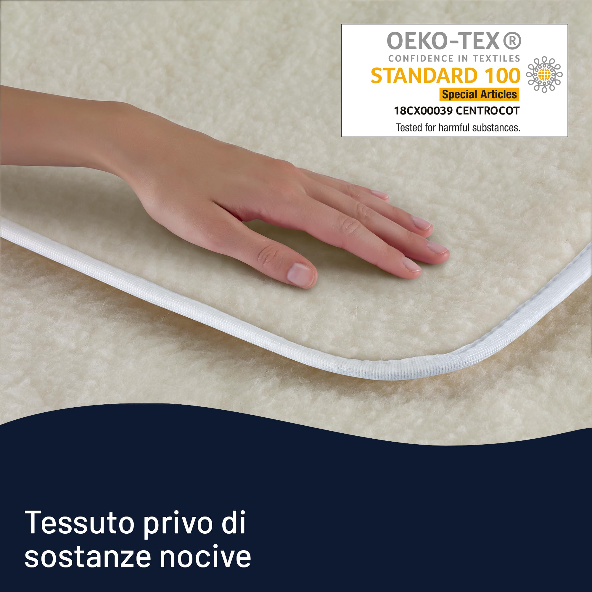 Imetec Adapto Scaldasonno Matrimoniale 150x160 - Scaldaletto Elettrico 100% Lana Merino, Basso Consumo, 2 zone di riscaldamento separate, Timer Autospegnimento, Massima Sicurezza, Made in Italy