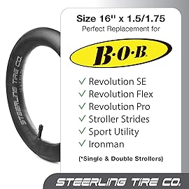16 x 1.75 Stroller Tire HEAVY DUTY Thorn Resistant Inner Tube for All BOB Revolution Strollers, Sport Utility, Ironman & Alterrain [2-Pack] The Best BOB Stroller Tire Replacement by Steerling Tire Co.