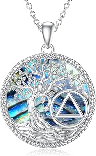 Sobriety Gift 925 Sterling Silver Alcoholics Anonymous Necklace AA Recovery Symbol Sobriety Alcoholics Anonymous Gifts for Women Men