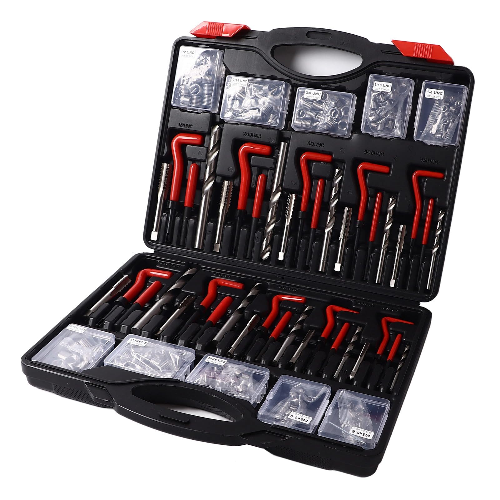 Oumefar Kit di Riparazione Filettatura Vite, Elevata Durezza 261 Pezzi, Strumento di Maschiatura per Inserimento Filettatura a Uniforme, Struttura per Apparecchiature di
