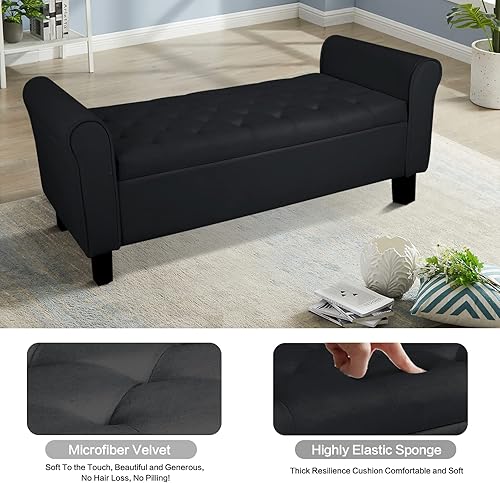 Miniatura 4 de ECOMEX Banco de almacenamiento para dormitorio, extremo de la cama, banco de almacenamiento tapizado en el extremo de la cama con brazo enrollado,