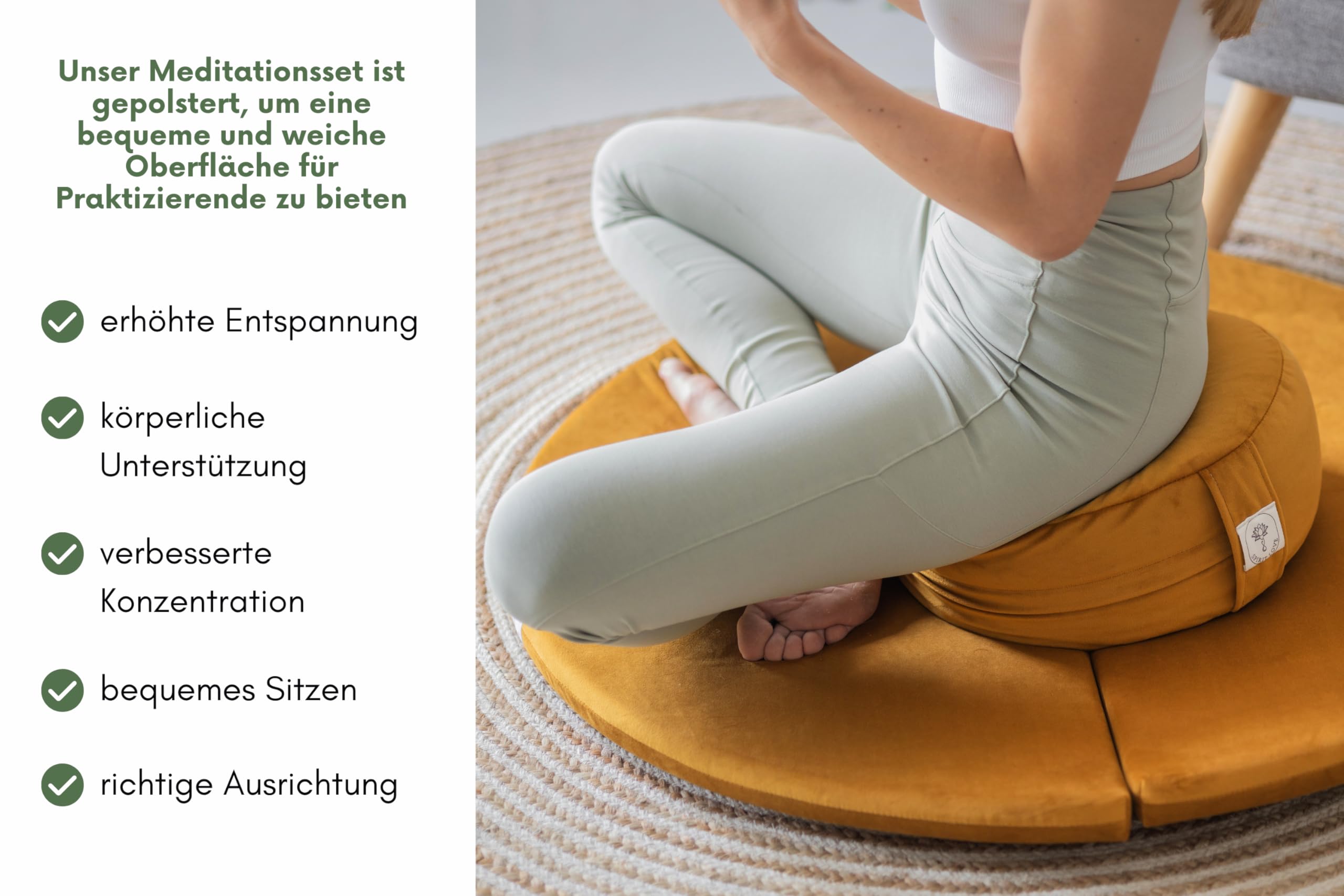 Meditationsset Zafu und Zabuton- faltbar Meditationsmatte Set- Velour Meditatioskissen weicher Stoff- bessere Unterstützung- waschbarer Bezug- langlebige Füllung- Ideal für Yoga- Anfänger und Profis