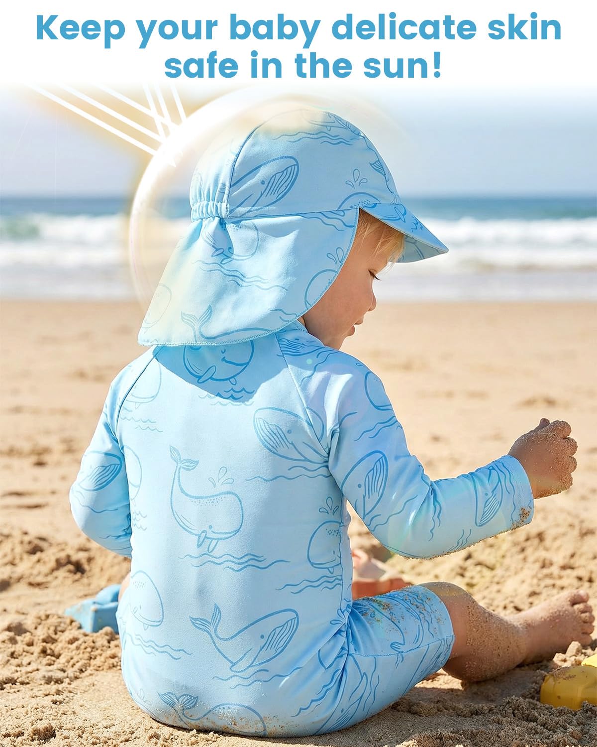 WYTbaby Baby Badeanzug Einteilig Uv Kleidung mit ReißVerschluss Uv-Schutz Badebekleidung für Kleinkinder Junge Mädchen 3 Monaten - 3 Jahren