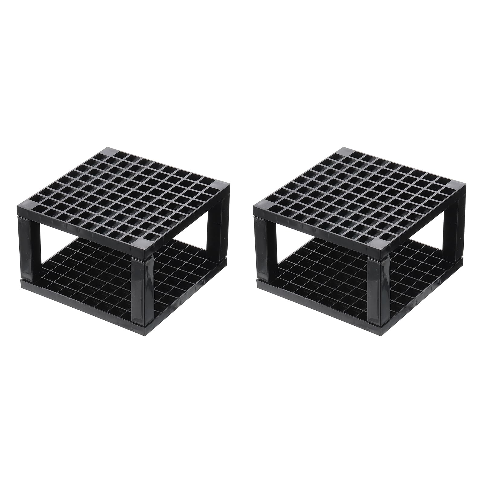 PATIKIL 2pcs Black Minimalist Square Paint Brush Holder, 96 Holes Plastic Storage Desk Stand for Artist Desk Makeup Pencil, Black