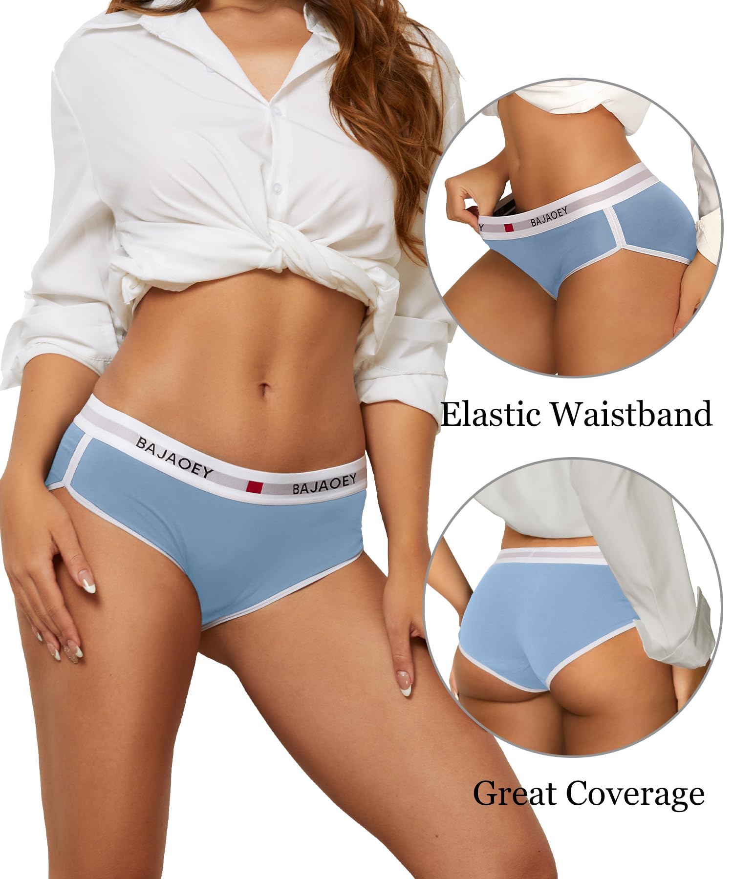 Damen Bikini Unterwäsche Feuchtigkeitstransport Baumwolle Atmungsaktiv Hipster Höschen für Frauen Weiche Bequeme Slips 5 Pack S-L