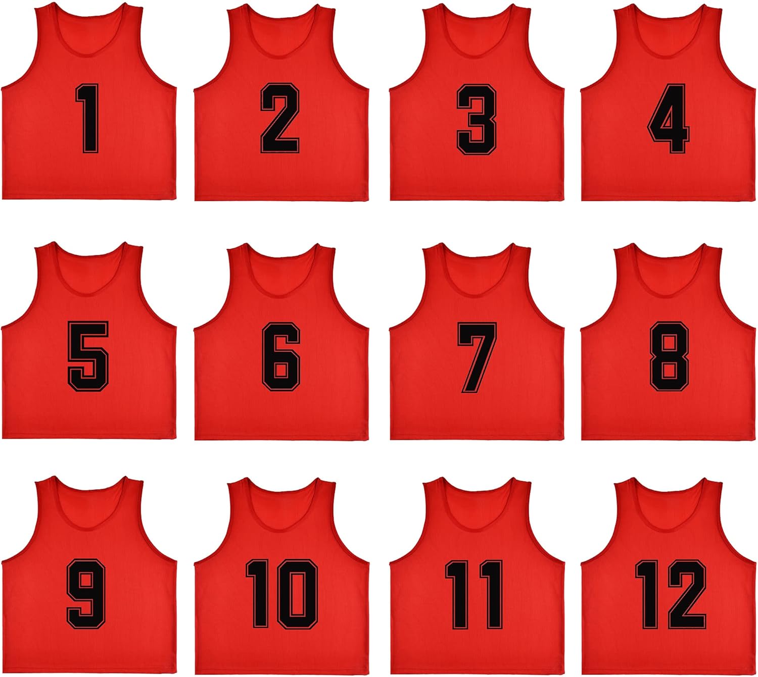 12 Pack Numbered（1-12） Scrimmage Vests/Sport Pinnies/Training Bibs For Basketball,Soccer, Volleyball and Baseball