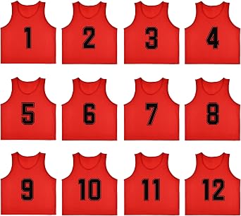 12 Pack Numbered1-12 Scrimmage Vests/Sport Pinnies/Training Bibs For Basketball,Soccer, Volleyball and Baseball