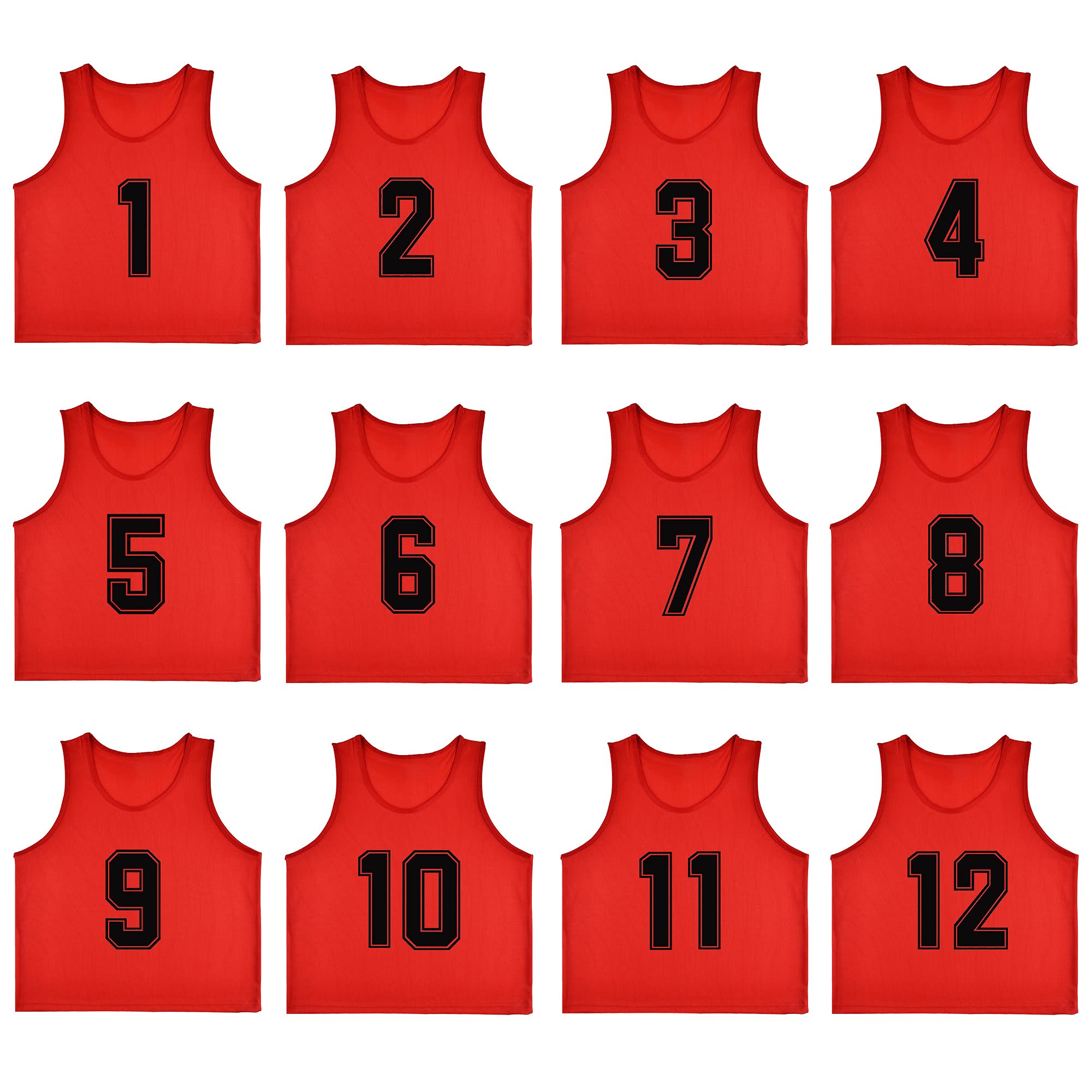 RE-HUO 12 Pack Numbered（1-12） Scrimmage Vests/Sport Pinnies/Training Bibs for Basketball ,Soccer, Volleyball and Baseball-image-32
