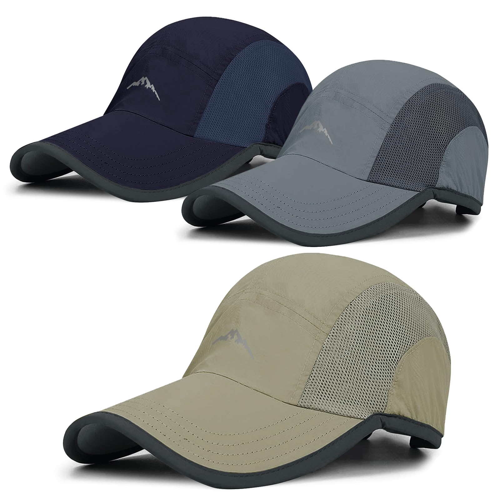 Quick Drying Baseball Cap Sun Hats 3 Pack, Mesh Lightweight UV Protection Adjustable UPF 50+