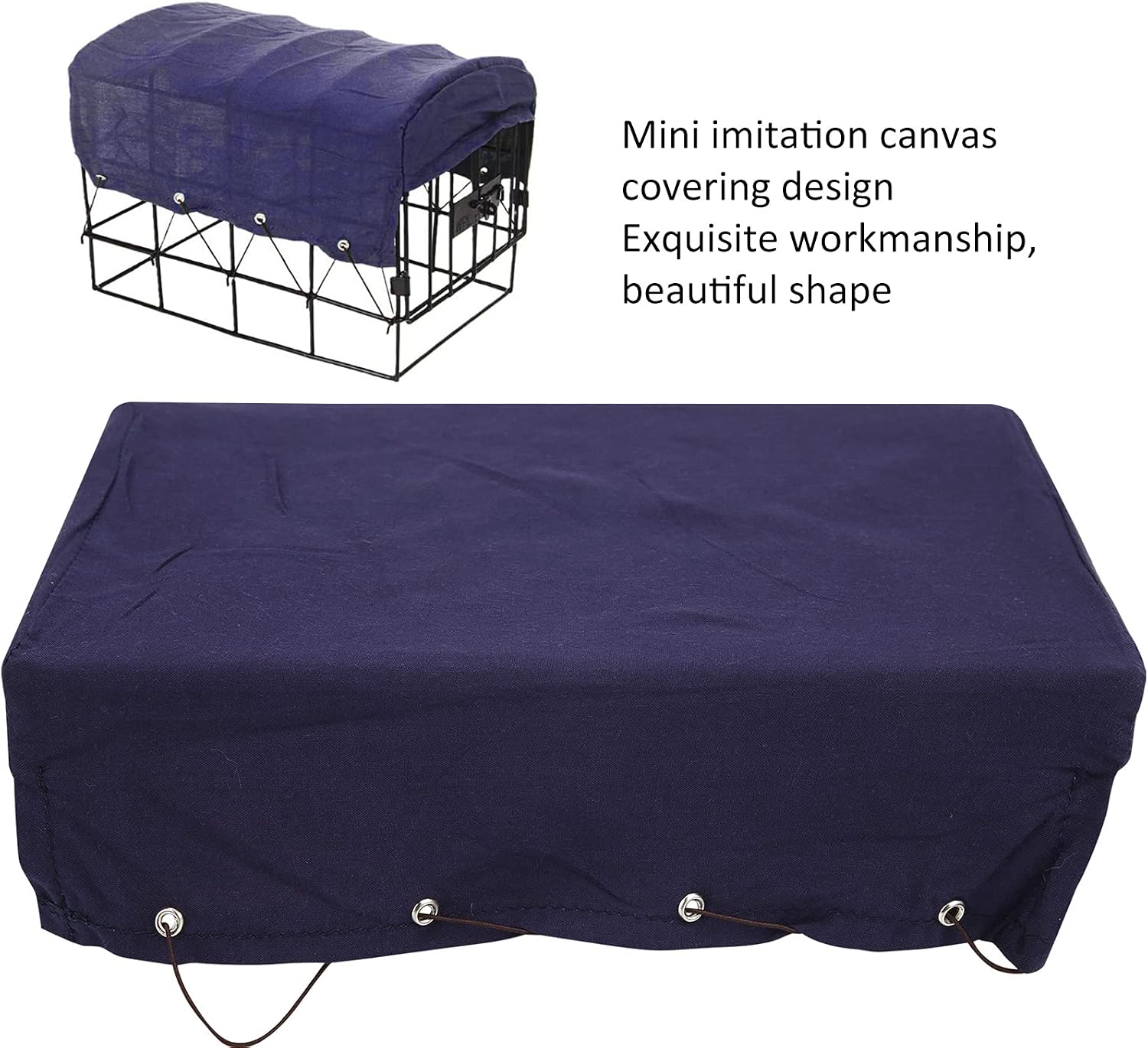 RC Car Trunk Canvas, Railing Fence Tent Frame Shed Hood Cover Decoration for WPL D12 RC Truck Car(Blue)