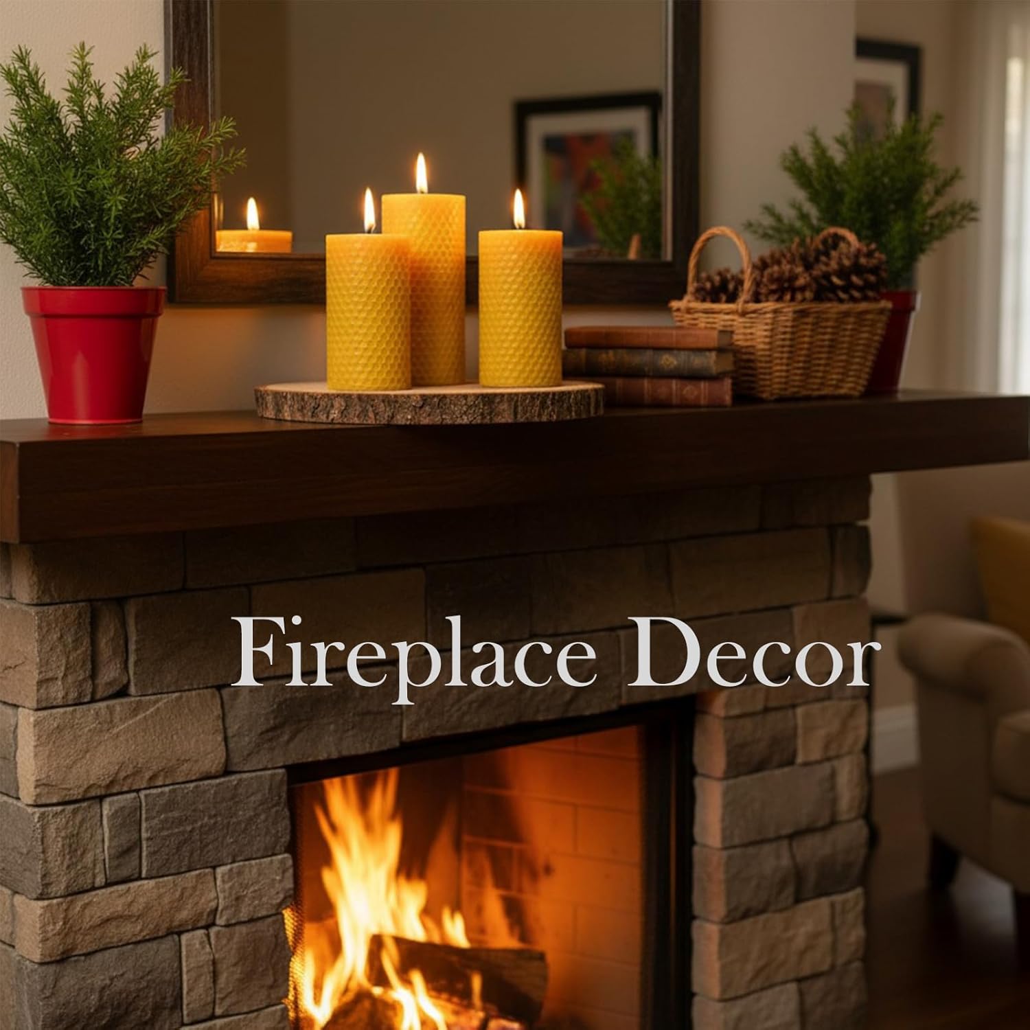 4 Packs 3x6 Inch Beeswax Candles, Large Honeycomb Beeswax Pillar Candles, 45 Hours Burn Time, Natural Pure Bees Wax Candle Handmade Gift for Home Decor, Candle Lovers, Air Purify - Image 2