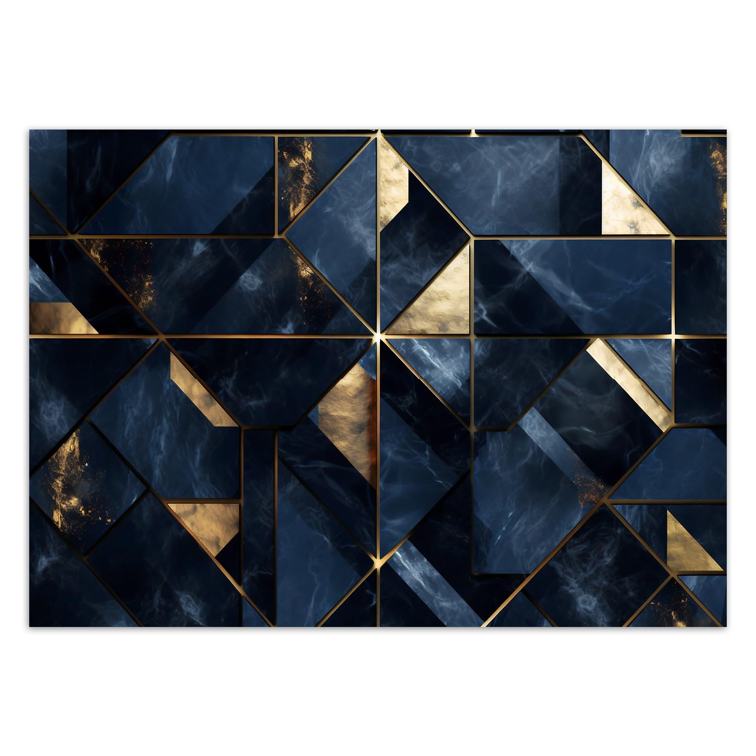 Feeby Carta da parati in vinile Premium Texture Marmo 150x105 cm XXL Decorazione Fotomurali Soggiorno Camera da letto Moderne Design Ufficio Corridoio Hotel Spa Design Geometria AI blu