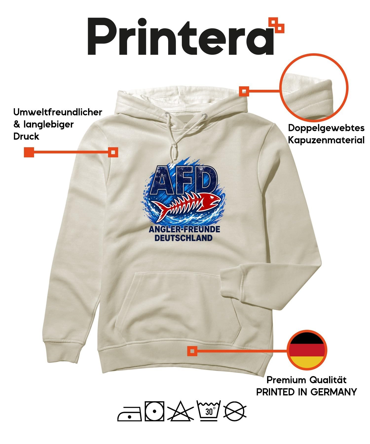 AFD bluza z kapturem dla wędkarzy | Sarkazm, wędka, wędka, wędkarstwo, wakacje, pstrąg, szczupak, dorsz, kości, satyra, gra słowna, hobby, jezioro