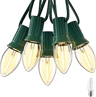 Vista 10 de Guirnalda de luces LED C7 multicolor, 25 pies C7 vintage de Navidad con 26 bombillas (1 repuesto), luces comerciales conectables para árbol