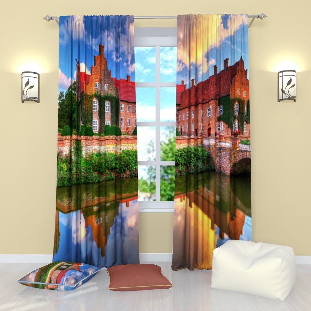 Factory4me European Style Curtains Ancient Estate. Window Treatment Curtain Panel (Set of 2) Bedroom, Living Room W104 x L96 Polyester