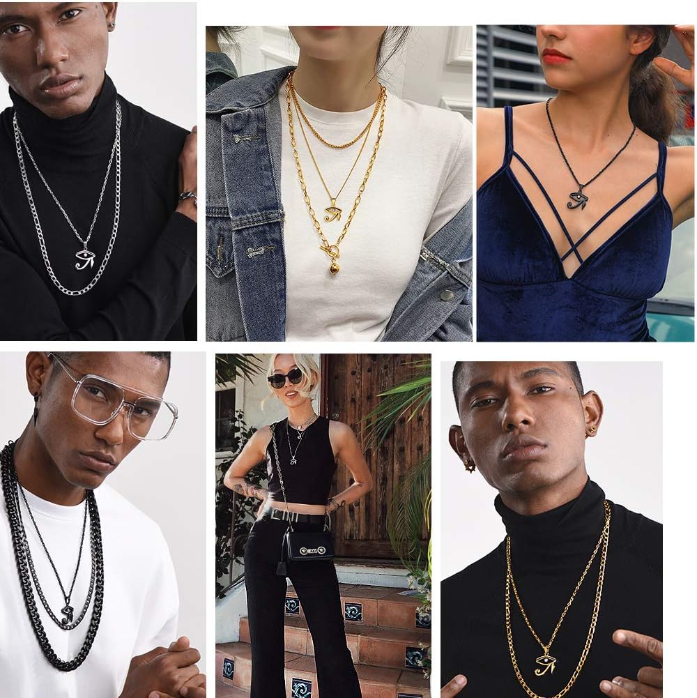 PROSTEEL Egyptian Jewelry Eye Protection Necklace for Men, Stainless Steel Ankh Cross Necklace, Ancient Symbol of Amulet, Come with Box - Image 3