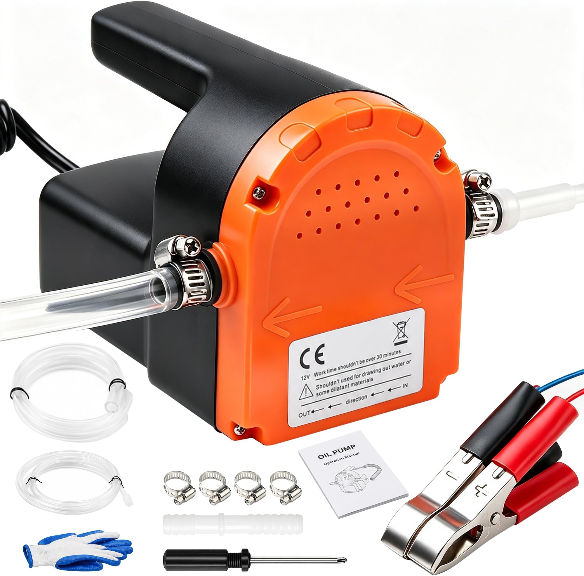 Oil Extractor Pump 12V 100W, Oil Change Pump For DIY Engine | Electric Fluid Transfer Pump for Synthetic, Gear Oil, Trans Fluid Removal, Oil Transfer Pump for Car, Mower, Boat