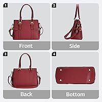 Vista 6 de Bolsos de mano de cuero de moda para mujer, bolso de hombro, asa superior, bolso de otoño Rojo