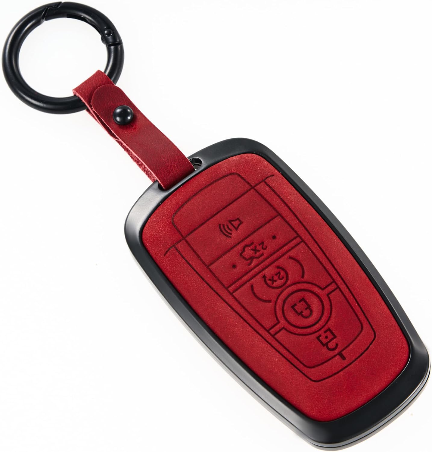 for Ford Key Fob Cover, Leather Key Shell Case Compatible with Bronco Explorer Edge Escape Expedition F150 F250 F350 Fusion Mustang Ranger (5 Buttons)