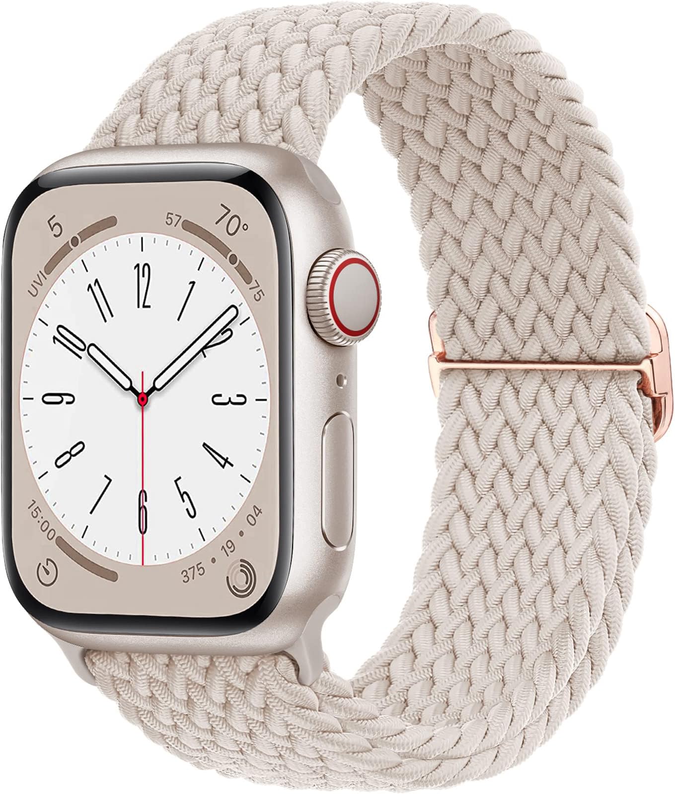 Merlion Adjustable Braided Stretchy Straps Compatible for Apple Watch Band 38mm 40mm 41mm 42mm 44mm 45mm 49mm for Women Men ,Sport Elastic Nylon Cloth Wristbands for iWatch Series 9 Ultra 8 SE 7 6 5 4 3