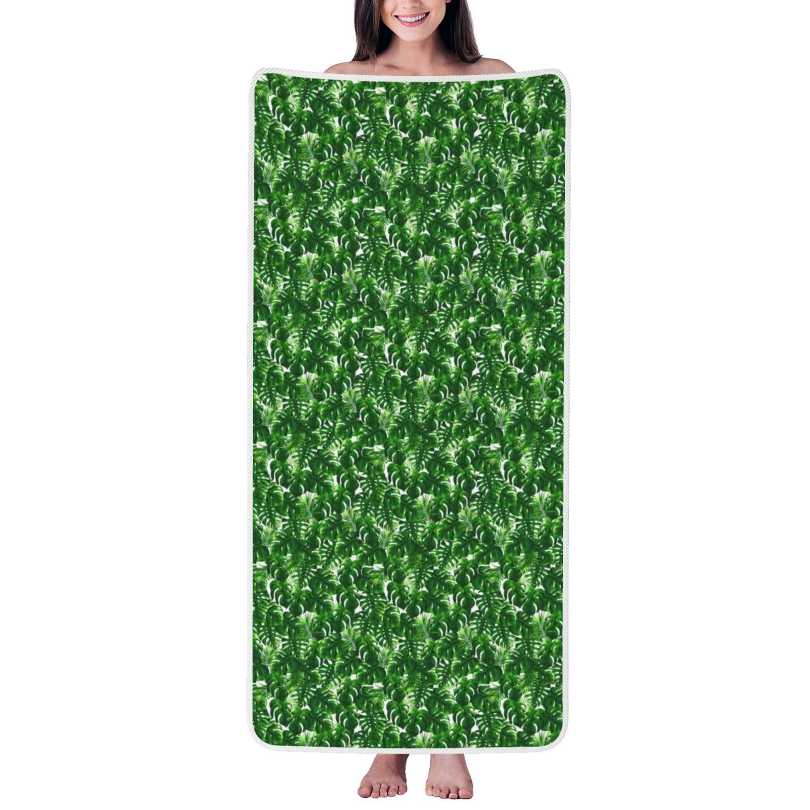 JBJGKHLP Monstera Deliciosa Banana Palm Print Women Men Couples Coral Velvet Bath Towel Ultra-Soft For Home Bathroom Travel