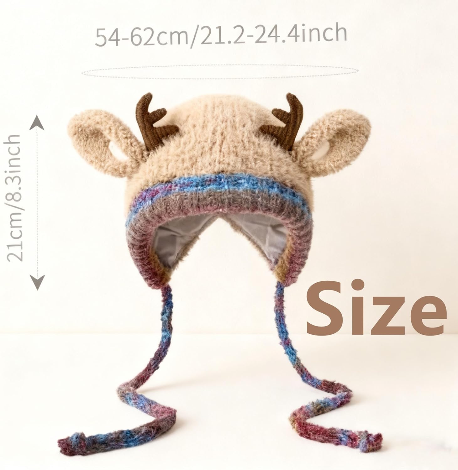 2025 New Festive Christmas Antler Hat, 2-in-1 Winter Knitted Ear Protection Windproof Warm Hat - Deer Storage Cap