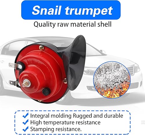 Miniatura 5 de leediga 2 bocinas de automóvil de 300 DB, mini altavoz impermeable, repuesto de bocina de caracol súper fuerte, decoración de vehículo, pieza