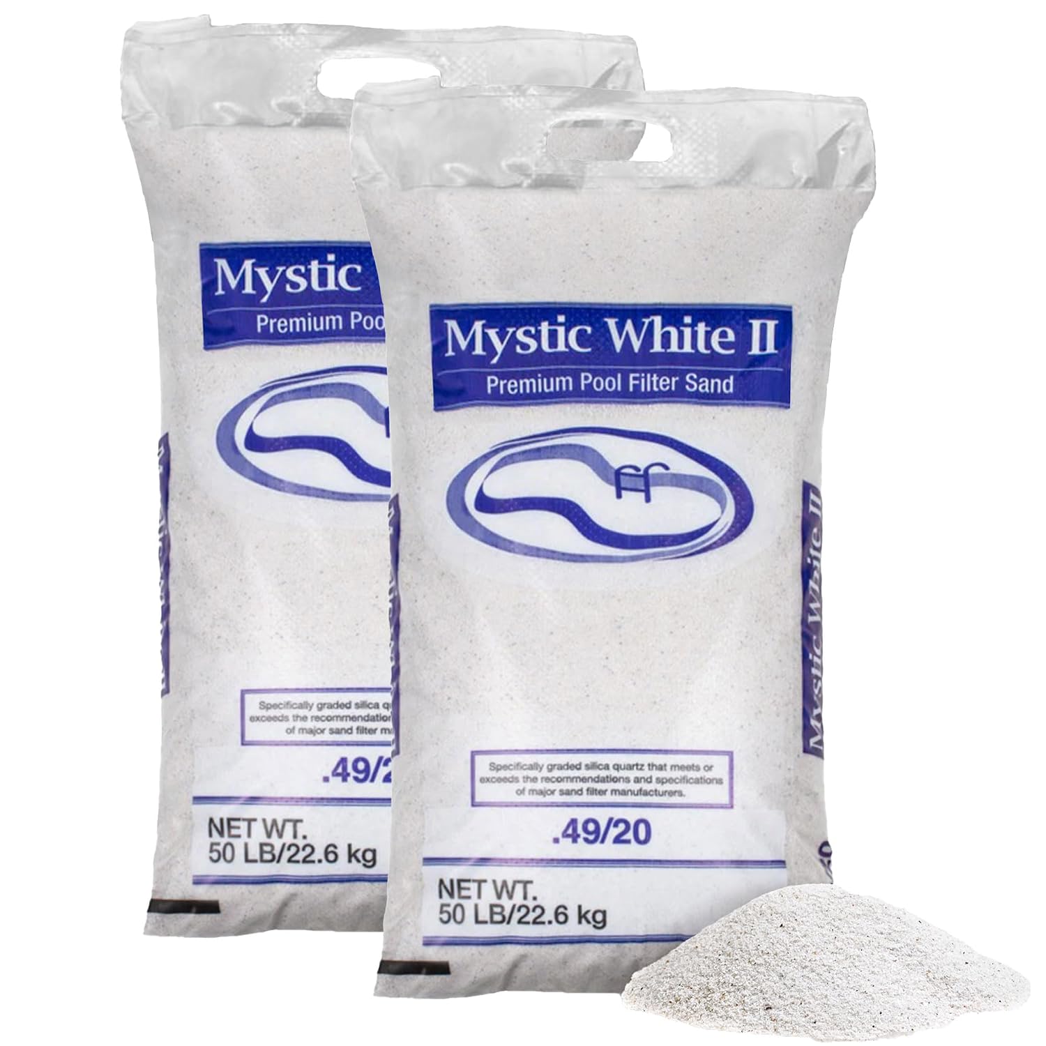 U.S. Silica 50 Pound Mystic White II Non-Corroding Non-Staining Premium Swimming Pool Filter Sand Refill for Even Flow Rat...
