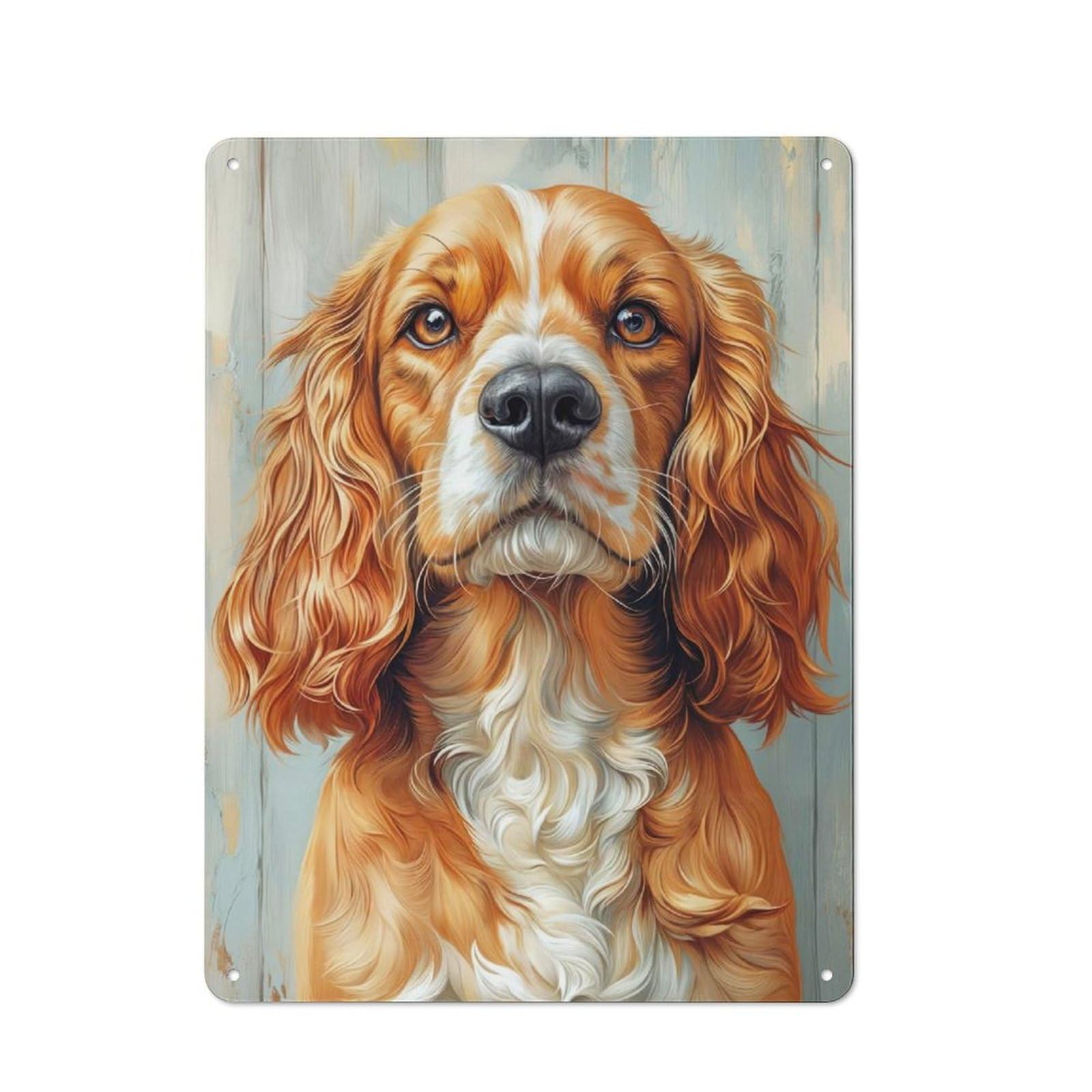 Junmoney Golden Cocker Spaniel Portrait Casual Metal Wall Decor 40X30cm, Tin Sign For Greenhouse, Garden Room, Cafe Or Entryway
