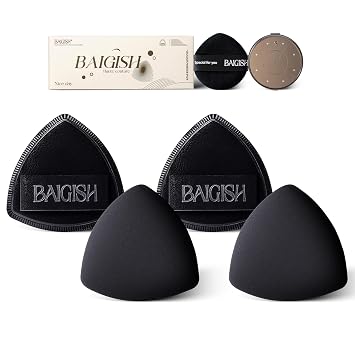Makeup Sponge Set For Foundation Concealer, Triangle Powder Puff Soft Sponges Blender, Latex Free Blender Sponge For Liquid, Cream, and Powder Seamless & Flawless Makeup Black