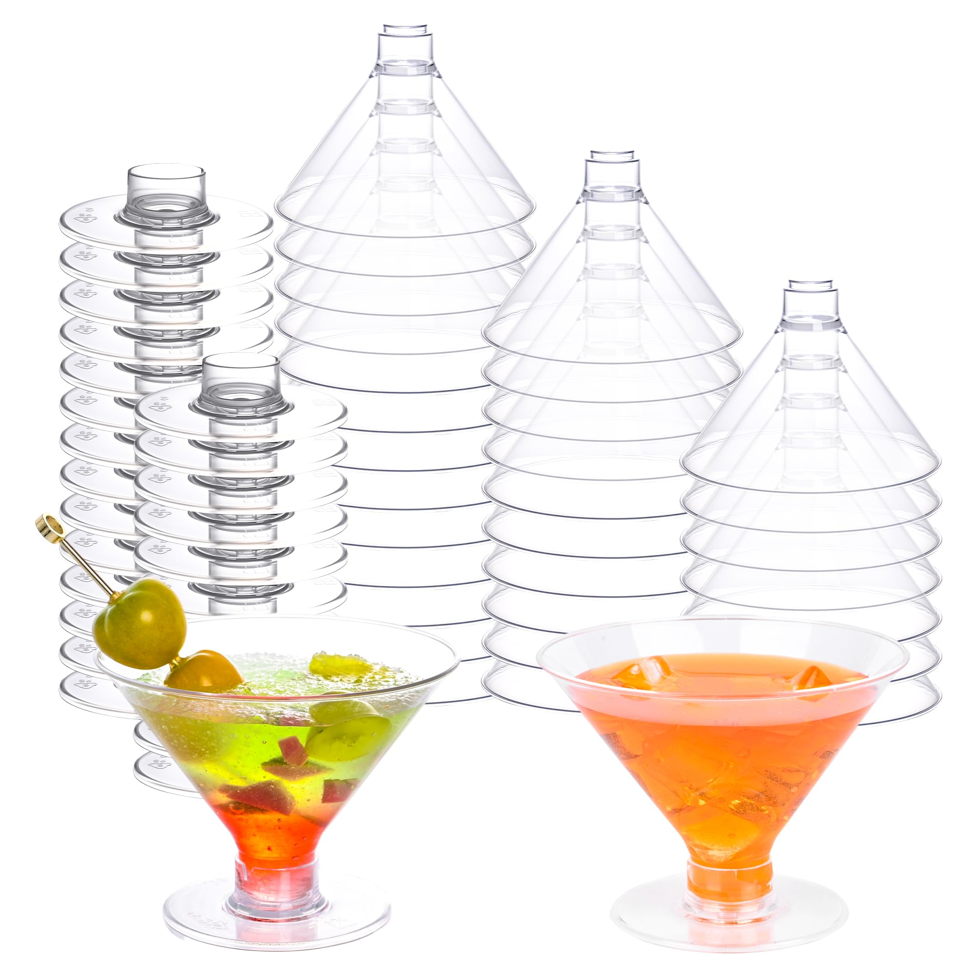 50 pack disposable plastic martini glasses for parties, 5 oz crystal clear cocktail cups for wedding party bowl wine ice cream fruit, bars and home entertainment | crystal clear & lightweight