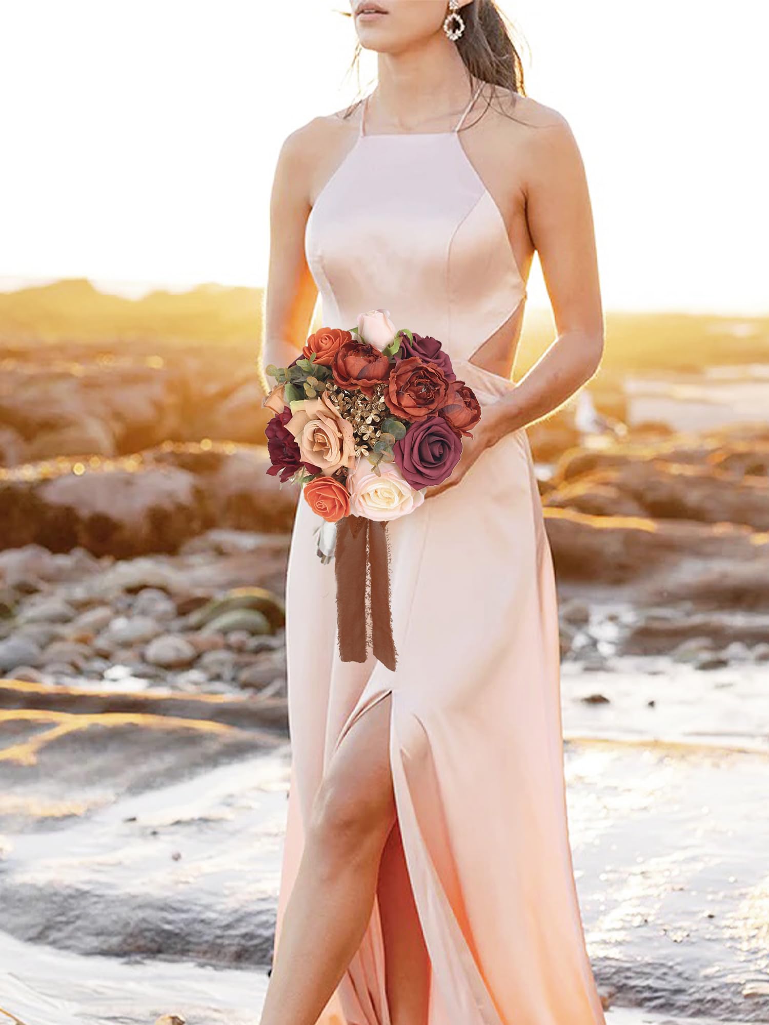 open lace back dress Amazon.com: Rinlong 1Pc Fall Wedding Bouquets for Bridesmaids Bride Burnt  Orange Terracotta Bridesmaid Bridal Bouquet for Wedding Prom : Home &  Kitchen