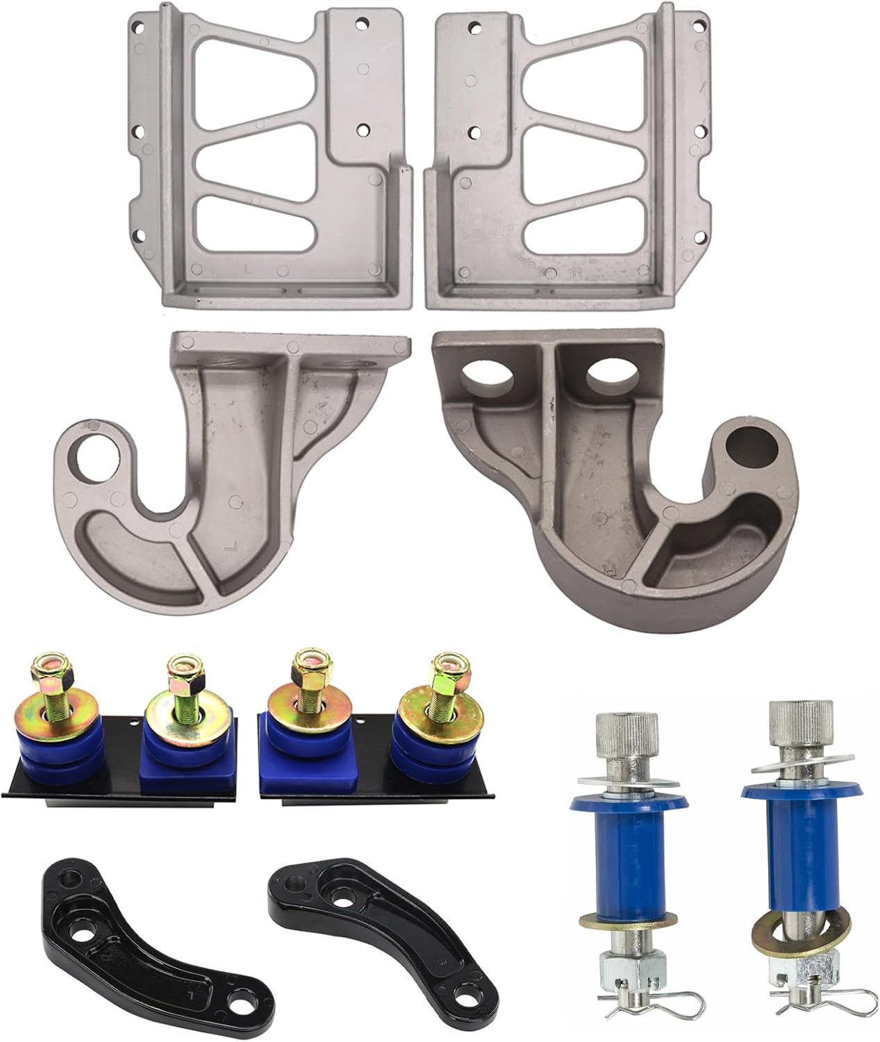 A Full Set Lower Upper Hood Hinge Pivot Assembly and Bracket Bushing Bolts Bracket Kit For Peterbilt 377 378 379 Replace Part 13-04730L,13-04708L,13-04730R,13-04708R