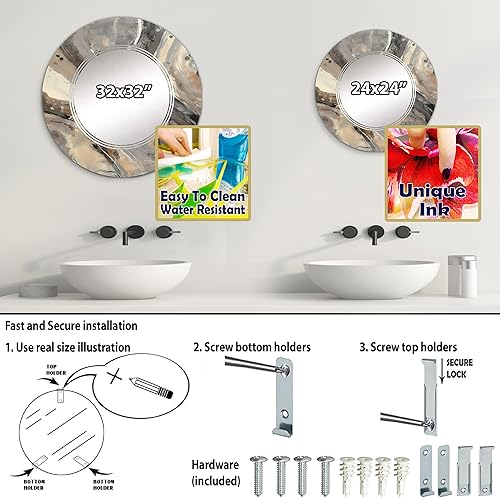 Miniatura 4 de Morning Effervescence III - Espejo de tocador, espejos de baño, espejos de pared para sala de estar, dormitorio, espejo redondo, grande, 24 x 24