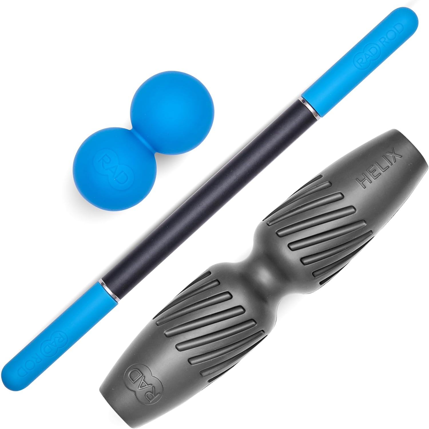 RAD Portable Travel Bundle – Compact Myofascial Release Massage Set, Travel-Friendly Muscle Recovery Tools – Includes Exercise Foam Roller, Massage Stick, and Peanut Ball