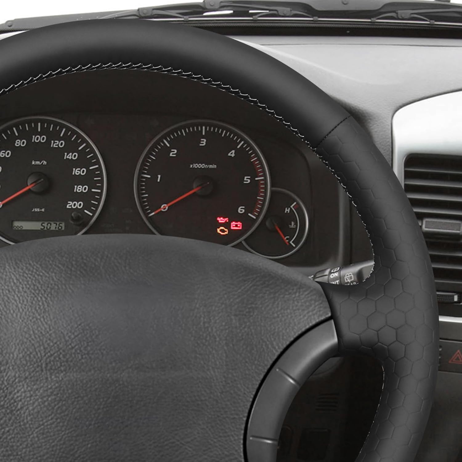 MEWANT Toyota Land Cruiser Hand Sewn Steering Wheel Cover Wrap for Toyota Land Cruiser Prado 120 2004-2009 Land Cruiser 1995-2007 Tacoma 2005-2011 / 4Runner 2003-2009 / Hilux 2009-2011