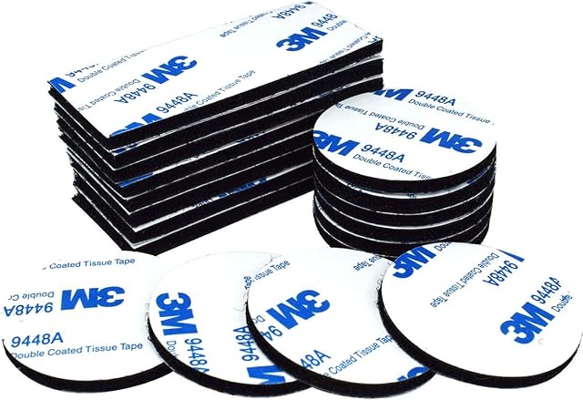 Double Sided Hook Loop Tape Pads, 20 Pcs Self Adhesive Sticky Heavy Duty Tape Removable Sticky Pads Tape with Hook Loop Pad for Fastener Car Home and Mats, Black Rectangle + Round