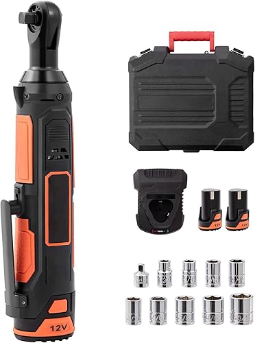 VEVOR Juego de llaves de trinquete eléctricas inalámbricas de 38 pulgadas, kit de herramientas de trinquete eléctrico de 12 V, 33 pies-libras, carga