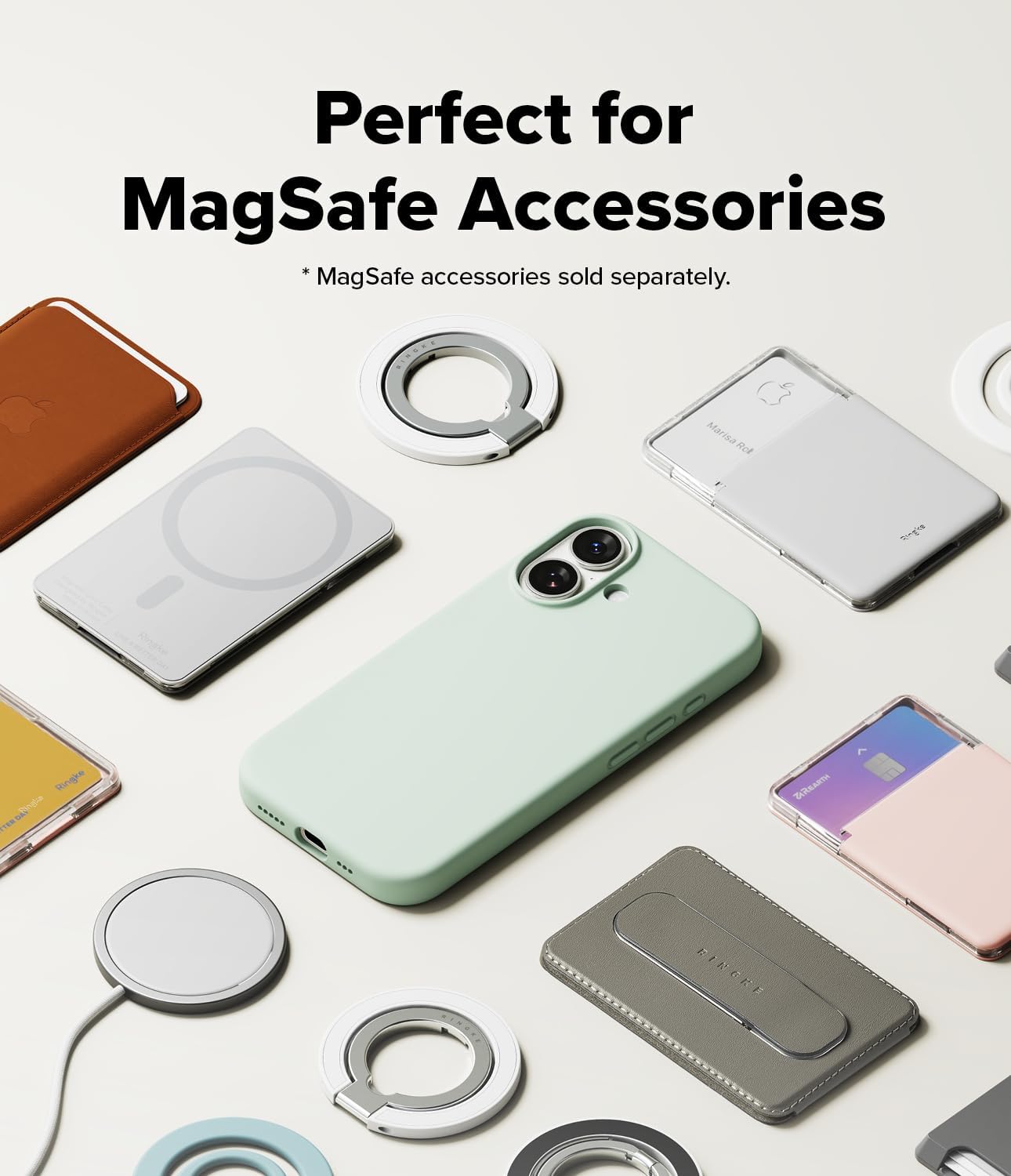 Ringke Silicone Magnetic for iPhone 17 Case [Compatible with MagSafe] Feels Velvety Slim Cute Soft Phone Cover for Women, Men - Soft Mint