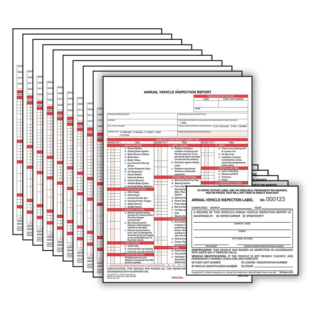 50-pk Annual Vehicle Inspection Report Form 3-ply Carbonless (11.5"x8.3 - View #8