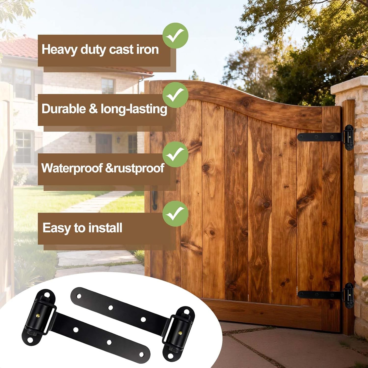 2 Pcs Heavy Duty Gate Hinges, 13" Built-in Ball Bearings T Strap Door Hinges, 900LBS Capacity 180° Open Weld on Hinge or Bolt-On Heavy Duty Gate Hinges for Fences, Barn Shed Garage Door Gates