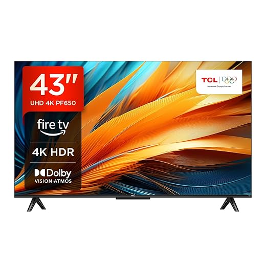 TCL 43PF650 43 Inch 4K Ultra HD, HDR TV, Smart LED Fire TV (Dolby Vision, Dolby Atmos, DTS, HDR 10, Airplay2, Miracast)