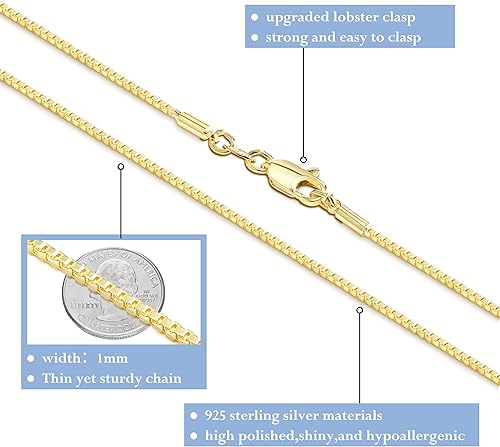 Miniatura 3 de Collar de cadena fina de 0.039 in, chapado en oro real de 14 quilates, cadena delicada para mujer, cadenas resistentes y simples para mujer, no se
